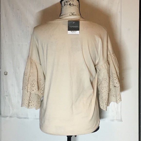 NWT TOP SHOP Cream Flutter Bell Lace Sweater Top - Picture 3 of 5
